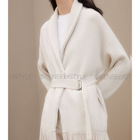 Brunello Cucinelli Cashmere Fringe Cardigan Sweater Top Knit Jacket Women S 40 4 - Picture 4 of 16